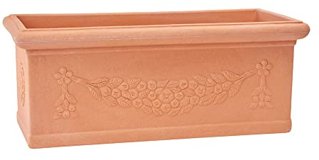 Garden Italia Vases Jardinera festoneada GCF Lado 90 cm - Altura 36 cm - Made in Italy - Caja de Resina Color Impruneta - Resistente a Las heladas - Antigolpes - Ligero - Clásico