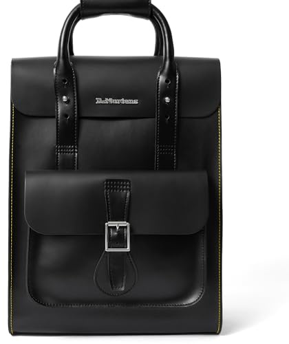 Dr. Martens Micro Box Rucksack aus Leder, Schwarz glatt + schwarz Kiev, Large