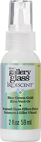 FolkArt Gallery Glass Paint FAGG-19669, schillerndes Blau/Grün/Gold, 57 ml