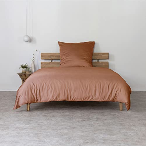AGA.PIE Bambus Lyocell Bettwäsche-Set 155x220 + 80x80 cm - Rost-Braun, 100% Bio Oeko-Tex 100, für Allergiker, Antibakteriell, Ganzjahres-Bettwäsche, Atmungsaktiv, Geruchshemmend, Besonders sanft
