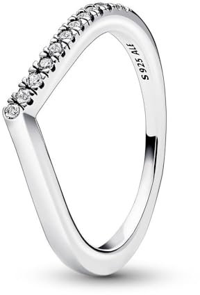 PANDORA Timeless Wishbone Halb Funkelnder in Sterling-Silber mit Cubic Zirkonia Timeless Collection, Größe 58, 192394C01-58
