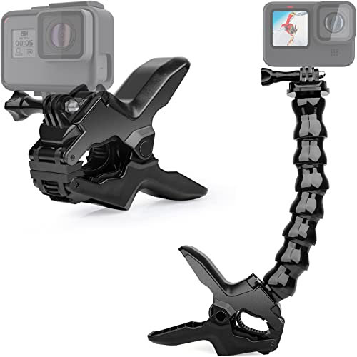 Schraube Stativ Flex Clamp Mount Schwanenhals Halterung Kamera Klemmhalterung kompatibel mit Go Pro Hero 11,10. 9, 8, 7, 6, 5, 4, Session, 3+, 3, 2, 1, Max, Fusion, DJI Osmo und die Meisten