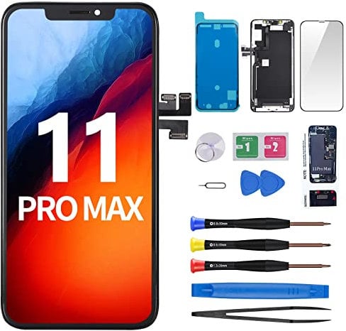 CYKJGS for iPhone 11 Pro Max Screen Replacement with Ear Speaker Proximity Sensor 6.5 Kit 11promax LCD Display Digitizer 3D Touch Full Assembly Earpiece Repair Front Glass Fix Tool A2161 A2220 A2218