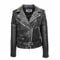 Divergent Retail DR256 Damen Lederjacke mit Nieten im Biker-Stil, Schwarz, Schwarz, 38
