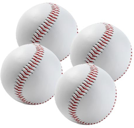 4 Stück Handgenähte Soft Baseball, 9 Inch PU Basebälle, Softball für Training, Erwachsene und Jugendliche, Professionelle Spiele