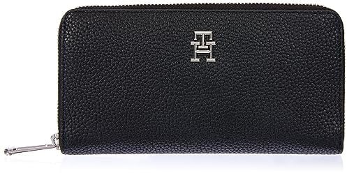 Tommy Hilfiger Portefeuille Femme Emblem Large avec Fermeture Éclair, Noir (Black), Taille Unique