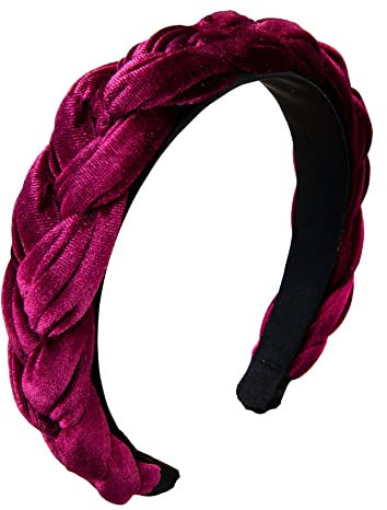 Alpenflüstern Trachten-Haarreif Samt Flechtoptik - Damen Haarschmuck rutschfest, Haarband geflochten fürs Dirndl (dunkelrot-bordeaux) ADV132