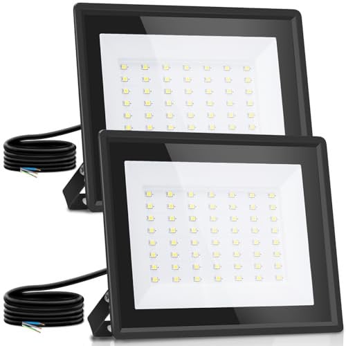 Aigostar LED Strahler außen 50W,2 Stück, Naturweiß 4000K 4300 Lumen Scheinwerfer IP65 Wasserdicht Außenstrahler für Hell Garten Garage Sportplatz Hof Fluter