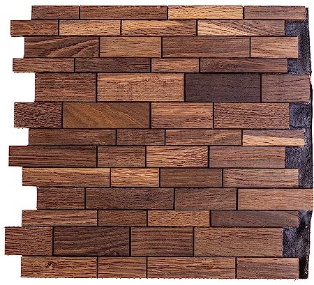 Holzmosaik Kitzbühel Wandpaneele Eiche Echtholz hochwertige Wandverkleidung 3D Optik (30 x 33 x 0,6mm) 10 Stk/0,99m² per Pack. (Eiche geräuchert)
