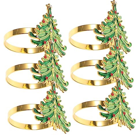 BESTonZON Weihnachtsfeierzubehör 6 Stück Serviettenring Emaille-Ring Bunte Dekoration Hochzeitsdekoration Weihnachtsfeier Tischdekoration Strumpffüller Haushaltsserviettenringe Legierung