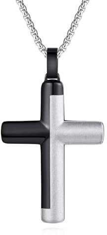 GAVU Silber Kreuz Kette Herren Kette mit Kreuz Anhänger Halskette Religiös Schmuck für Herren