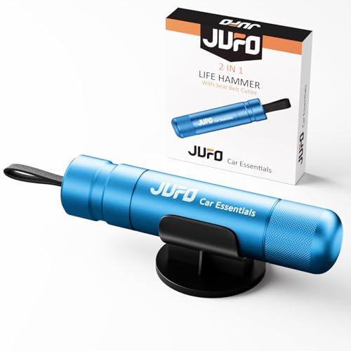 JUFO Car Escape Tool with Seat Belt Cutter Quick Emergency Window Breaker Escape Safety Hammer （Blue）