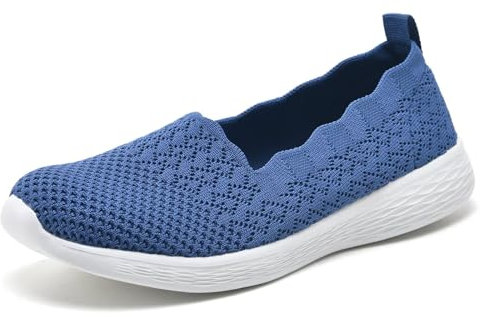 Puxowe Damen Slip On Sneaker Leichte Atmungsaktiv Sportschuhe Turnschuhe Bequem Freizeitschuhe Walking Schuhe Outdoor Fitness 37 EU Sapphire Blue