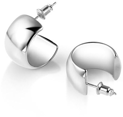 BOUTIQUELOVIN Statement Dupes Ohrringe Tropfen Creolen Silber 925 Damen Chunky Silver Hoops Geschenk für Frauen Freundin Mama Mädchen