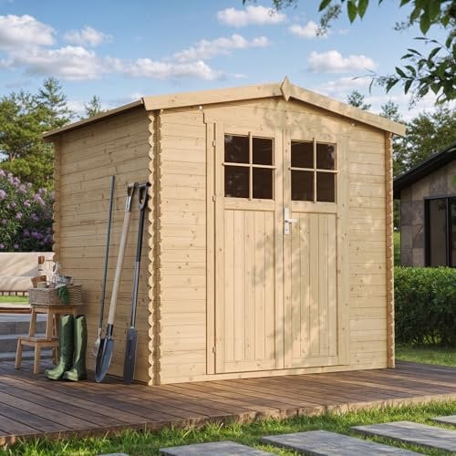 Gartenhaus Holz - Geräteschuppen Holz - Gerätehaus Hochwertige abschließbare Tür mit Boden Imprägnierte B2316xL226xH218 cm/ 3.53 m2 - Gartenhäuser & aufbewahrung TIMBELA M369F+M369G