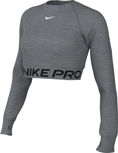 Nike Women's Top Pro Df 365 Crop Ls, Smoke Grey/Htr, FV5484-084, L