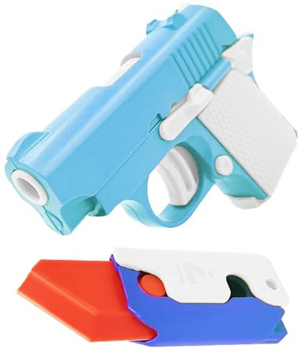 YAGE Fidget Gun Toy,Sensory Toy Fidget Slider Pistol Shape Non-Firing,Relief Reducing Plastic Carrot Knife Toy,Party Bag Fillers Fidget Toy Set Anxiety Relief Boys Girls Kids (Unfireable Gun-Blue)