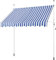 Yaheetech Toldo de Balcón con Manivela 250 x 180 cm Toldo Manual Retráctil para Exterior Altura Regulable Protección UV Protección Solar Resistente a la Intemperie Azul y Blanco