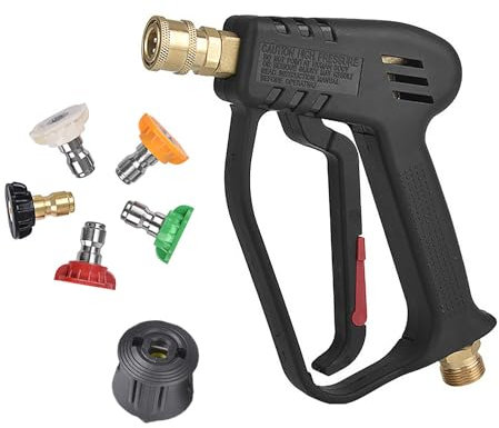 TOOSOAR Pistola de Lavado de Alta Presión de 4000PSI con 5 Boquillas de Pulverización, Conexión Rápido y adaptador de 1/4 ,kits de Limpieza de Arandela de Chorro de M22-14 mm para Manguera Karcher