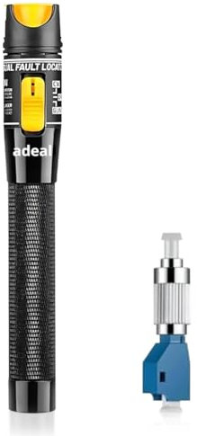 Kit Testeur Fibre Optique VFL - Localisateur de Défauts Visuels 50 km, Stylo Lumineux Laser Fibre Optique 50 mW pour Test de Câble Réseau, avec Adaptateur Monomode 9/125 um FC Mâle vers LC Femelle.
