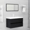 TREISL Juego de muebles de baño de 2 piezas negro de aglomerado mueble bajo el lavabo espacio adicional armario de baño aspecto ordenado mueble lavabo robusto muebles multifuncionales