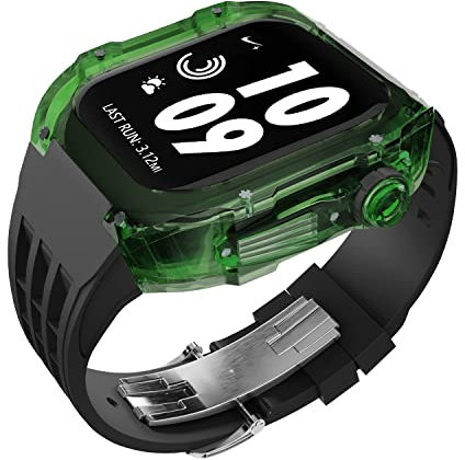 Cinturino in silicone trasparente, per Apple Watch 44 mm 45 mm, cinturino in gomma, per iWatch serie 8, 7, 6, 5, 4, SE, kit mod sport urbani, 44mm, Agata