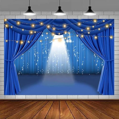 Blaues Theater Bühne Fotografie Kulisse Party Dekoration Show Hintergrund Fotostudio Requisiten Banner Poster