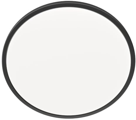 Ledvion LED Deckenleuchte Schwarz Ø42cm 24W 2700K 2040 lm IP44 | Runde, flache Deckenlampe mit fest integrierter LED für gleichmäßiges Licht in Wohnraum, Flur oder Bad