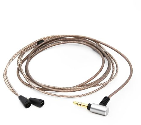Earmax Cavo audio OFC di ricambio placcato argento compatibile con Sennheiser IE80 IE80S IE8i IE8, spina pieghevole a forma di L da 3,5 mm