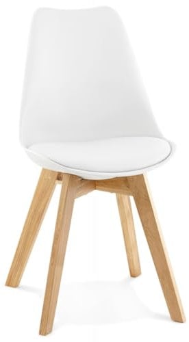 Moderner Esstisch Stuhl aus Holz mit Kunststoffpolsterung | Ergonomischer Sitzgelegenheit mit Polyurethanpolsterung | Skandinavischer Designerstuhl für Wohnzimmer | Grau | 56x48x83 cm Sitzhöhe 44 cm