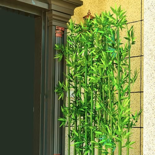 CUXAHO Plante Artificielle Bambou pour Brise Vue Balcon,Brise-Vue pour Balcon pour Exterieur Jardin Terrasse,Paquet de 10(180cm/5.9ft)