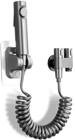 Bidet Handbrause, Handbrause für Bidet Toilette Set - Mit 2 Wege Ventil (G1/2), Sprühköpfe, Federschlauch, Wandhalterung, Bidet Toilettensprühgerät für WC Dusche, Badezimmer Hygiene, Grau