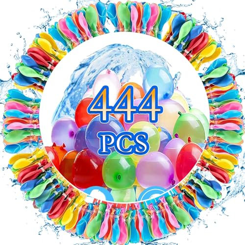Funnity 444 Stück Wasserbomben Selbstschließend, 60 Sekunden Schnellfüller Wasserbombem, Bunt Gemischt Wasserballons, Wasserbombem Selbstschließend ohne Knoten für Sommer Party