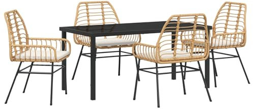 vidaXL Gartenstuhl Set von 2 mit Kissen Braun Poly Rattan Leichte Armlehnen Terrassen Dining Möbel Wetterbeständiges modernes Design für Außenbereich