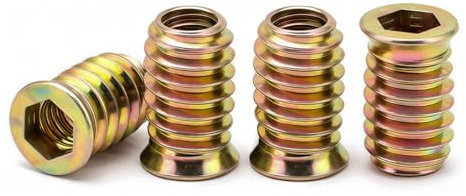 Drenky Gewindeeinsatz Holz M4, 40 Stück Einschraubmutter M4x15mm Einschraubmuttern, Einschraubmuffen Verzinkte Innensechskant, Einschraubhülse Gewindeeinsatzmuttern für Holzmöbel