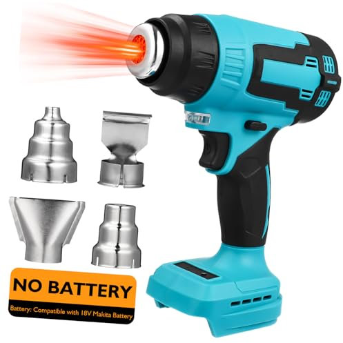 SEWACC Wireless Film Gun Handheld Hot Air Blower Fast Heating Electric Hot Air Heater Nozzles Compatible for Makita Portable Cordless