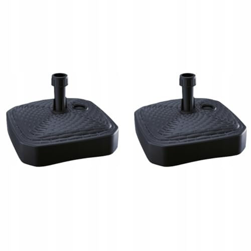 Sonnenschirmständer 2 x 39x39 cm befüllbar mit Wasser oder Sand 12 L | Robuster Schirmständer aus wetterfestem Kunststoff | Stabiler Sonnenschirmfuß für Terrasse, Garten und Strand | Rattan Anthrazit