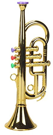 Folpus Musikrequisiten Metallic Bunte Tasten Mini Trompete Blasinstrumente für Geschenke Kinder, 3 Töne Gold