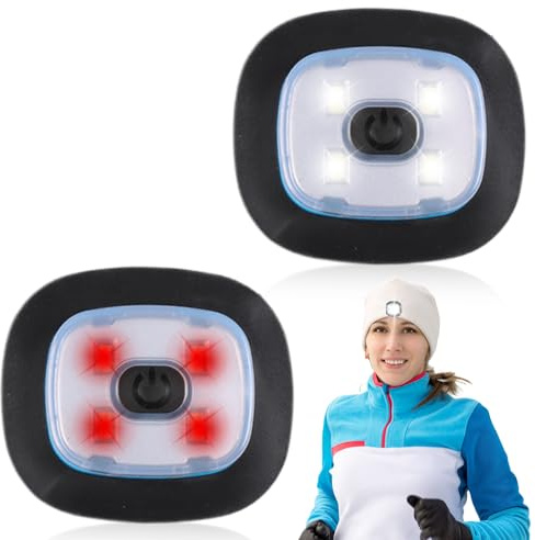 2 Stück Ersatz LED Leuchten für Beleuchtete Mütze mit Licht, Stirnlampe Wasserdichte Lichtlampe Kleinstirnlampe Mit 4 Batterien Für Jogger Camping Hundewandern (Weiß Licht/Weiß Blinkend/Rot Blinkend)