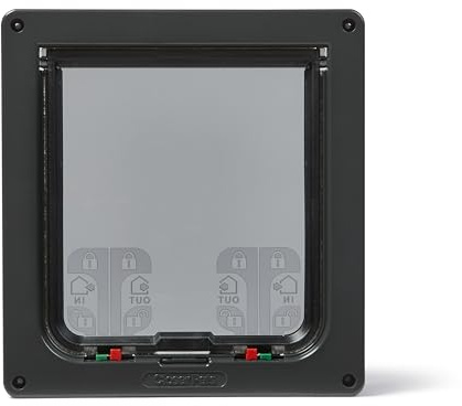 Cat Mate 4-Way Locking Large Cat Flap, Grey | Durable Construction, Customisable 4-Way Locking, Easy Installation, Fits UPVC & Wooden Doors, Overall Size 235 mm x 252 mm