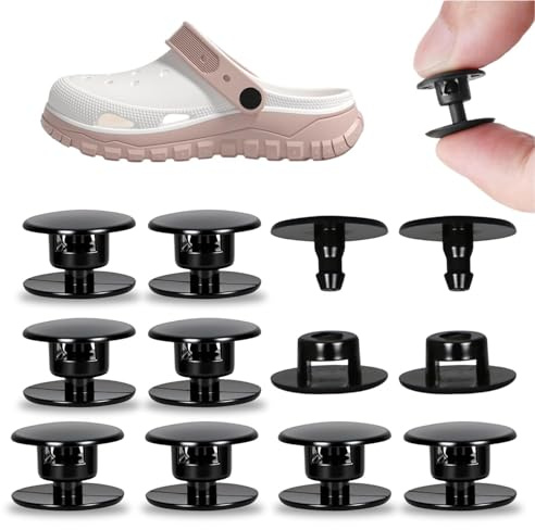 10-Piece Black Screw Rivets for Footwear Repairs – Plastic Fasteners for Sandals and Clogs, DIY Strap Button Replacements