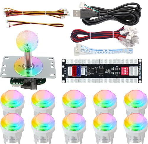 SJ@JX All-Button Arcade Controller with RGB Button Raspberry Pi RP2040 Encoder, Ultra-Low Latency Fight Game Joystick for PC and Nintendo Switch