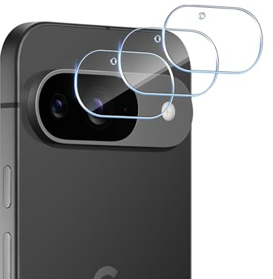 Wonsoso Camera Lens Protector for Google Pixel 9, 3 Pack 9H Tempered Glass Ultra Clear HD Anti-Scratch, Transparent Half Screen Lens Cover Case Friendly, Does Not Affect Night Mode