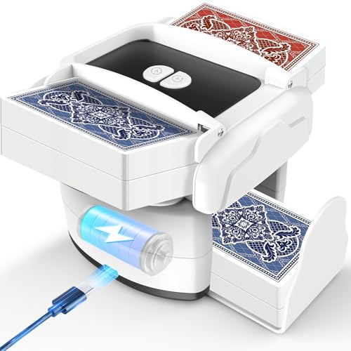 Feebee Mélangeur de cartes électrique pour 4 decks – Machine de mixage automatique de cartes, mélangeur de cartes USB avec batterie 3000 mAh, mélangeur de cartes uniforme et non coincé, mélangeur de