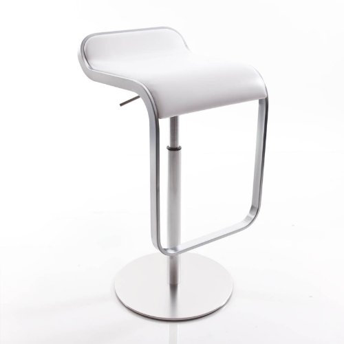 lapalma LEM S79 Barhocker Sitzfläche Leder 63-75cm, weiß Sitzfläche Leder gepolstert BxHxT 37x75x42cm Gestell matt verchromt