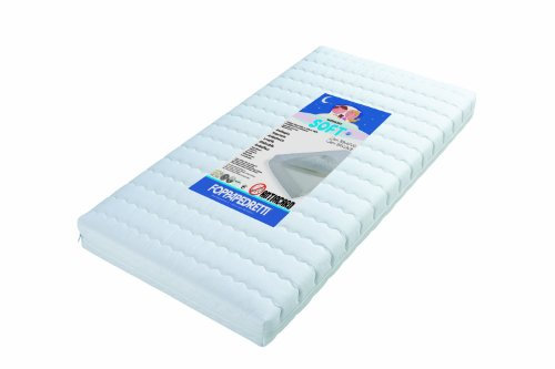 Foppapedretti Materasso per bambini Soft, Antiacaro, Antibatterico, Antisoffoco, Traspirante, in Fibra Anallergica, Sfoderabile e Lavabile, certificato OEKO-TEX Standard 100, 124x63x12 cm, Bianco