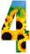 WHL Pack of 3 Wheelie Bin House Numbers - Sunflower Number 4