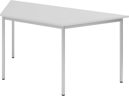 bümö Trapez-Tisch, Multifunktionstisch 160 x 69 cm in grau - Besprechungstisch, Konferenztisch, Meetingtisch, Mehrzwecktisch, Pausentisch für Besprechungsraum, Meetingraum