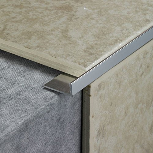 Tile Trim 12mm x 5 Lengths Aluminium Chrome L Shaped Straight Edge Heavy Duty 2.44m Long Used for Bathroom, Kitchen & Tiling