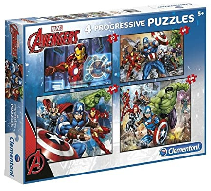 Clementoni - 07722 - Supercolor Avengers Puzzle - 20 + 60 + 80 + 180pc